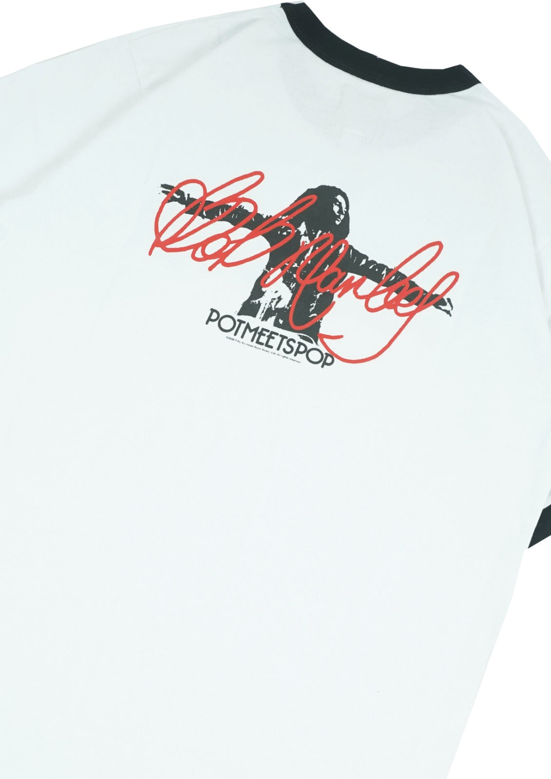 Pot Meets Pop x Bob Marley - Exodus Ringer Tee White