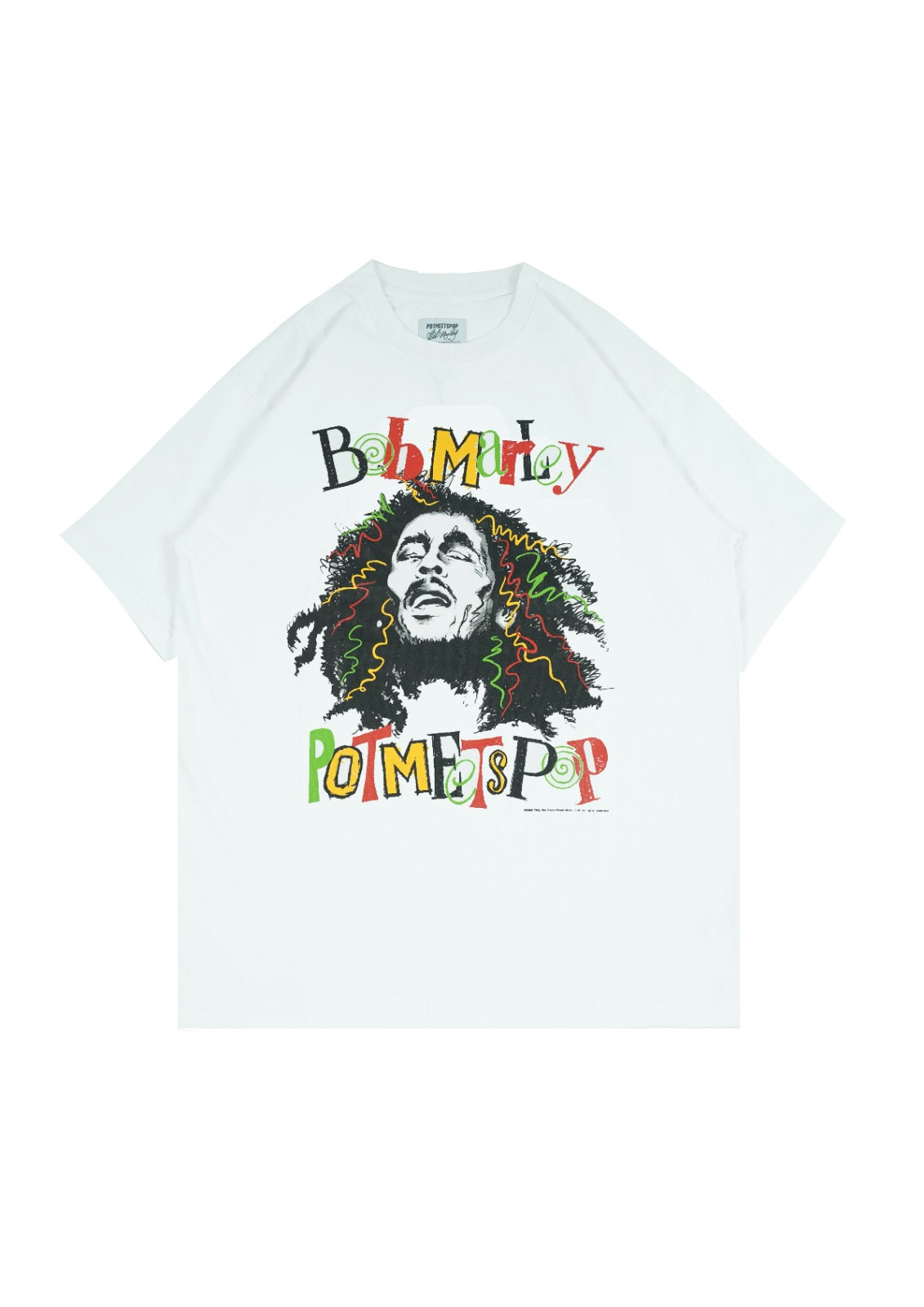 Pot Meets Pop x Bob Marley - Sketch Tee White