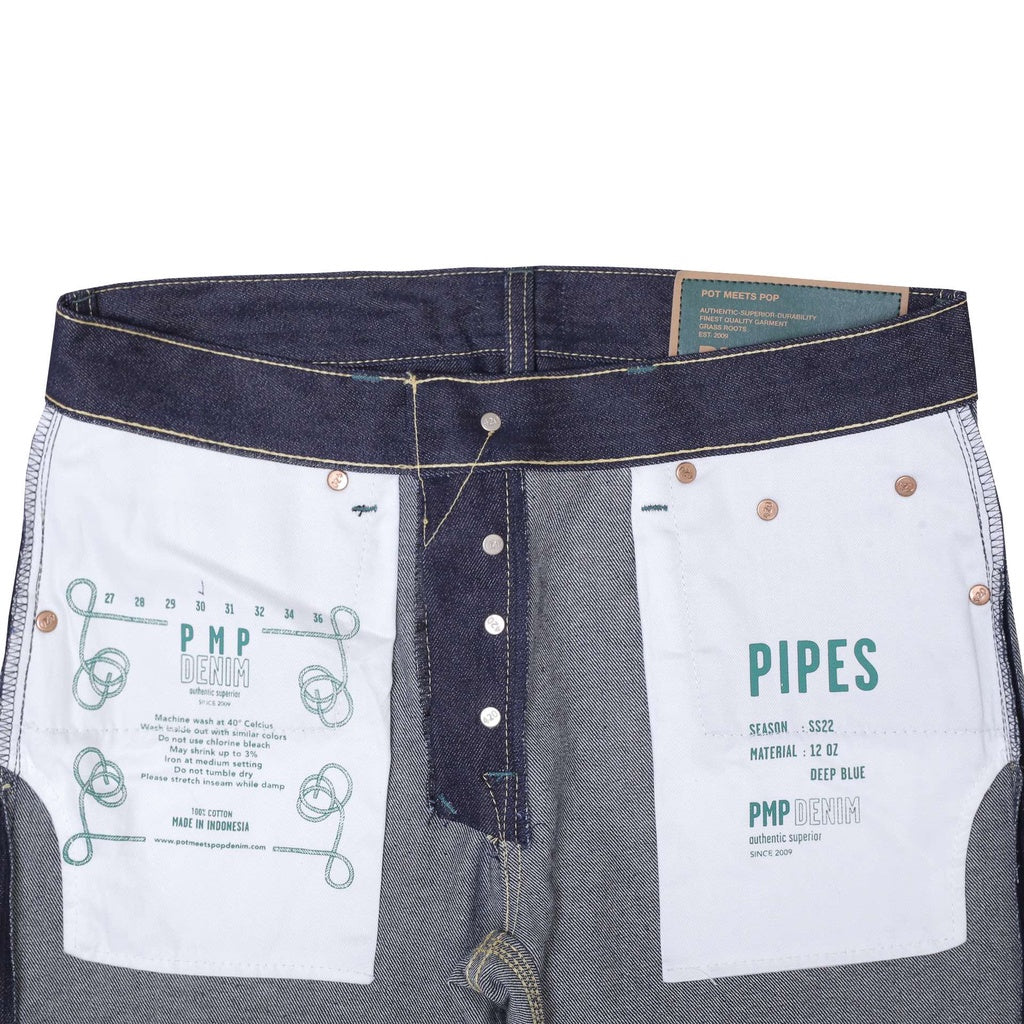 Pot Meets Pop Jeans - Pipes Deep Blue - Slim Straight Ss22