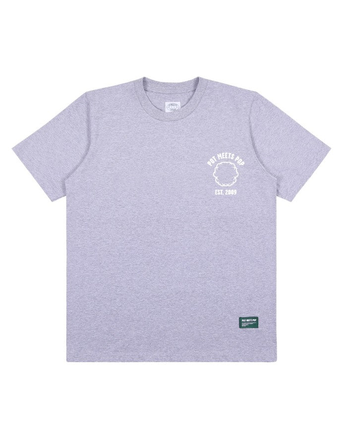 POT MEETS POP - LOGO SMOKE TEE HEATHER GREY WHITE