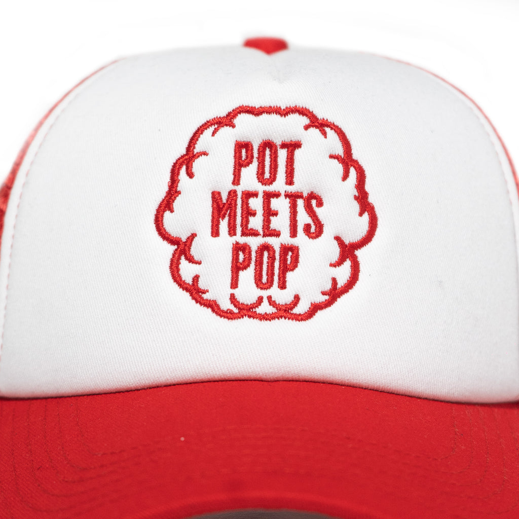 Pot Meets Pop Topi - Smoke Logo Trucker Caps Red - Topi