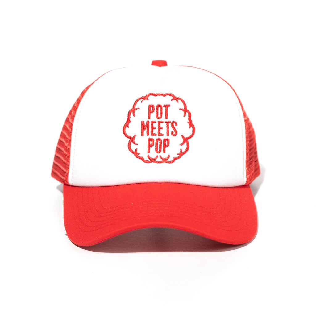 Pot Meets Pop Topi - Smoke Logo Trucker Caps Red - Topi