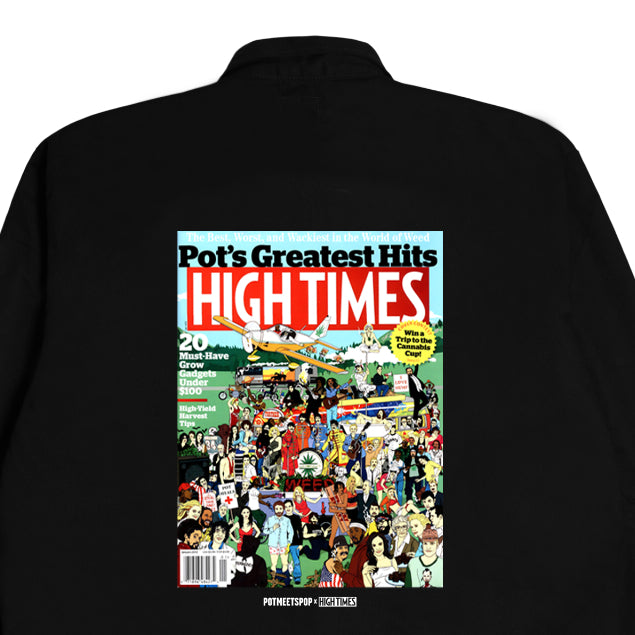 POT MEETS POP X HIGH TIMES MAGAZINE - POT'S GREATEST HITS SOUVENIR JACKET BLACK