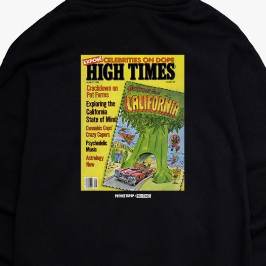 POT MEETS POP X HIGH TIMES MAGAZINE - GREETINGS FROM CALIFORNIA HOODIE BLACK