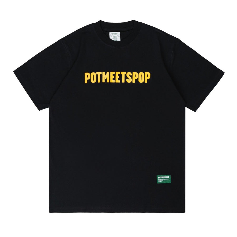 POT MEETS POP - LOGO TYPE TEE BLACK YELLOW