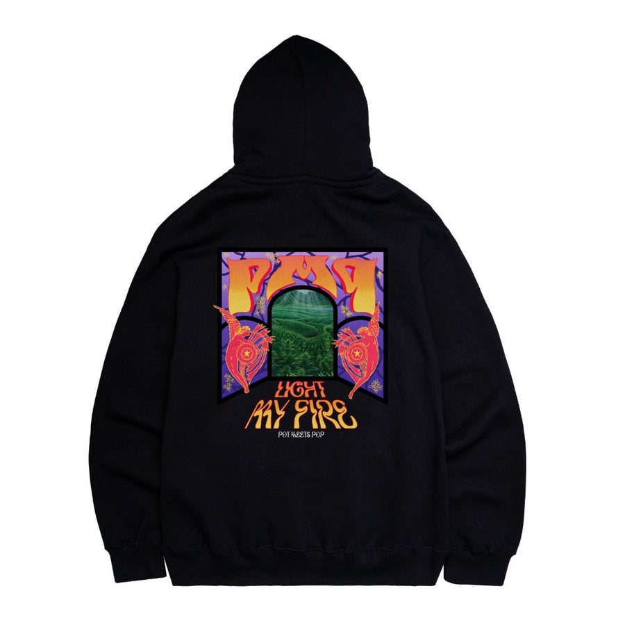 POT MEETS POP - LIGHT MY FIRE HOODIE BLACK SS`24