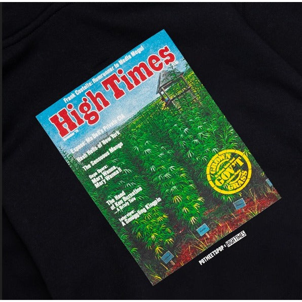 POT MEETS POP X HIGH TIMES MAGAZINE - GROWN GRASS HOODIE BLACK