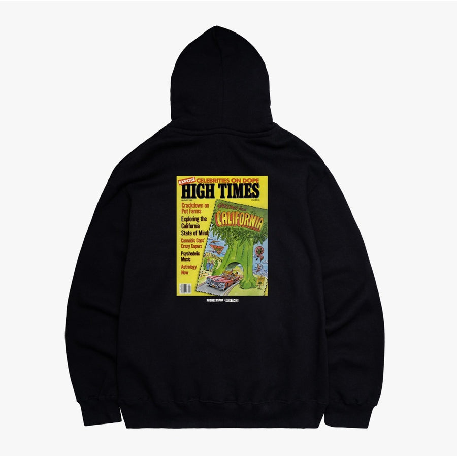 POT MEETS POP X HIGH TIMES MAGAZINE - GREETINGS FROM CALIFORNIA HOODIE BLACK