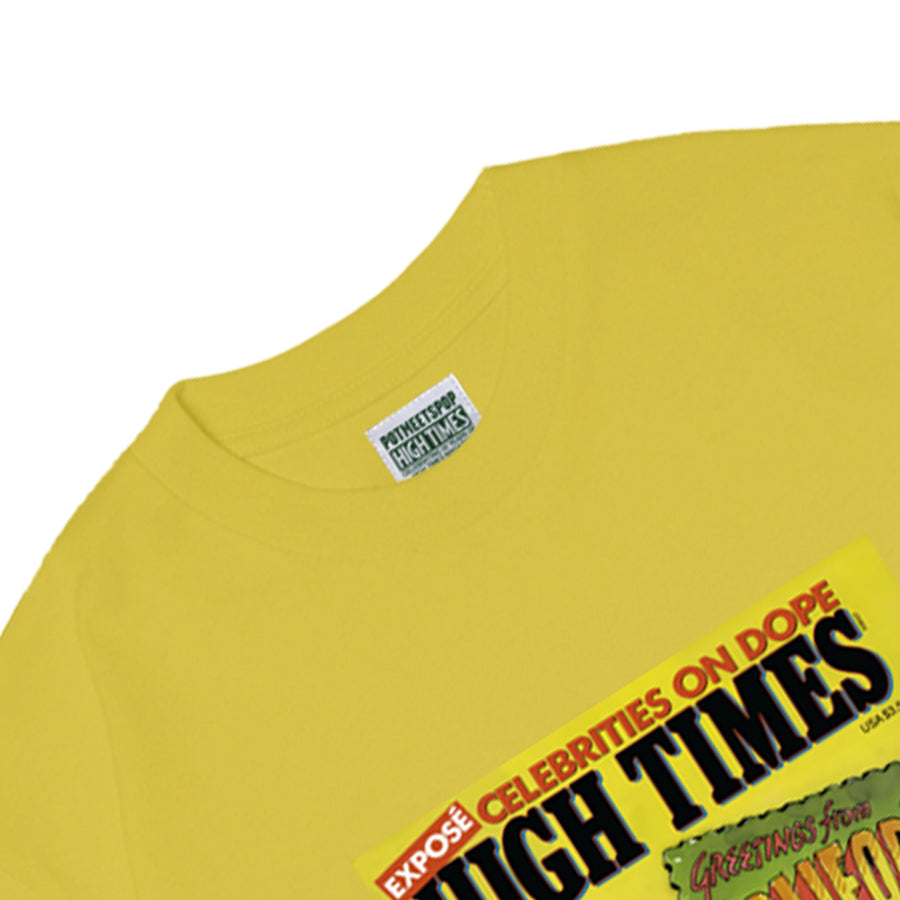 POT MEETS POP X HIGH TIMES MAGAZINE - GREETINGS FROM CALIFORNIA TEE YELLOW