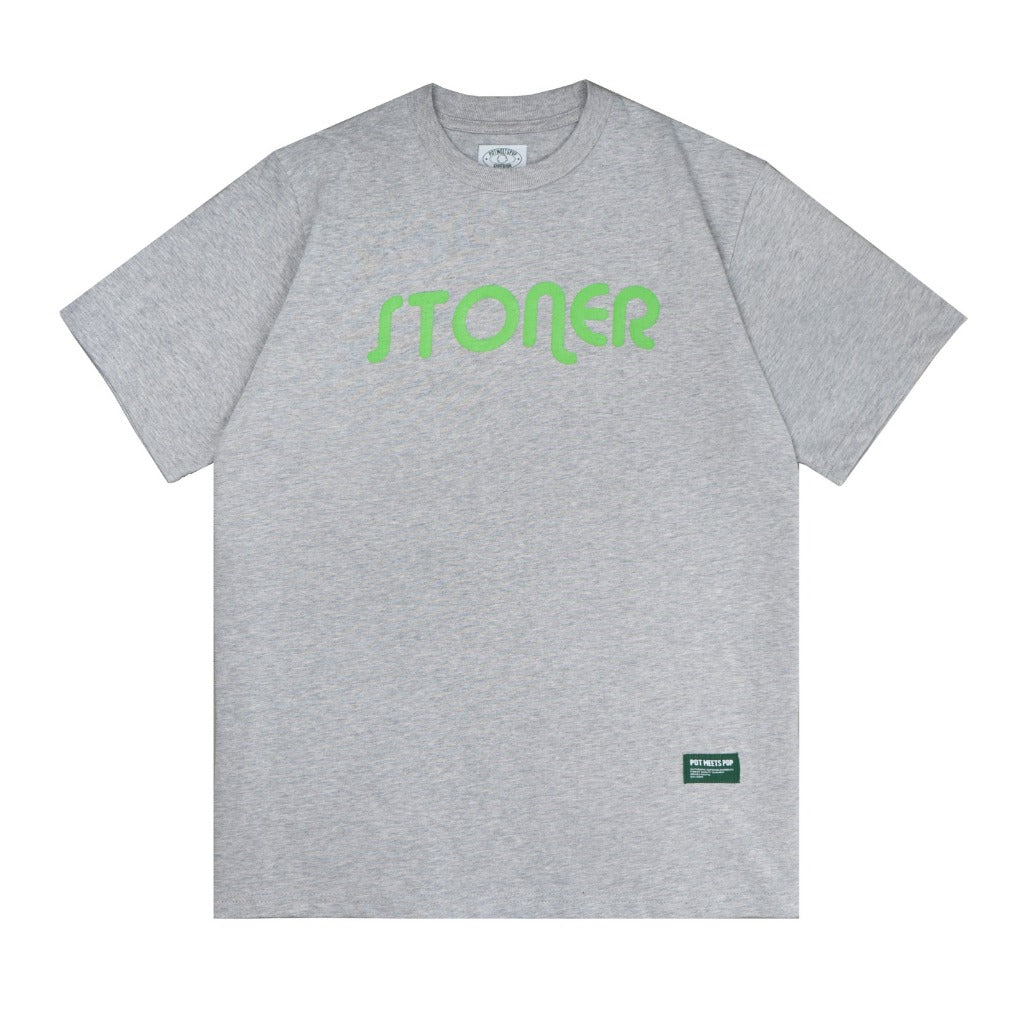 Pot Meets Pop Tshirt - Stoner Tee Grey fw23