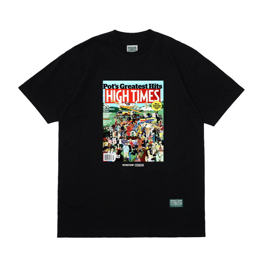 POT MEETS POP X HIGH TIMES MAGAZINE - POT'S GREATEST HITS TEE BLACK