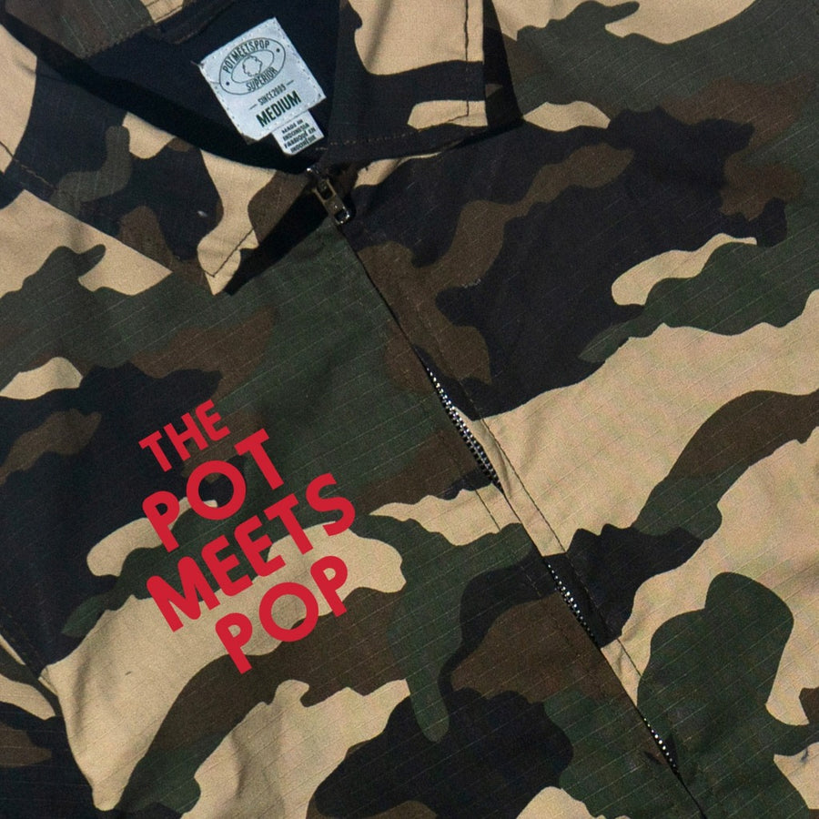 POT MEETS POP - HERRER WORK JACKET WOODLAND CAMO SS`24