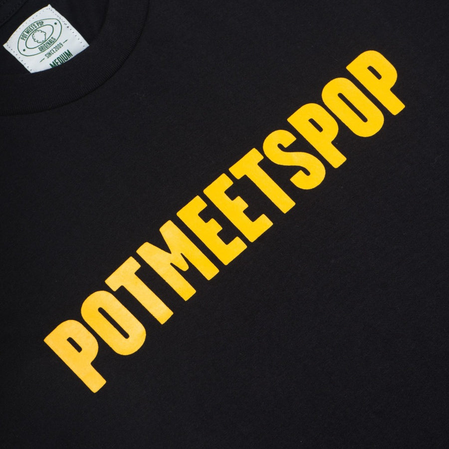 POT MEETS POP - LOGO TYPE TEE BLACK YELLOW