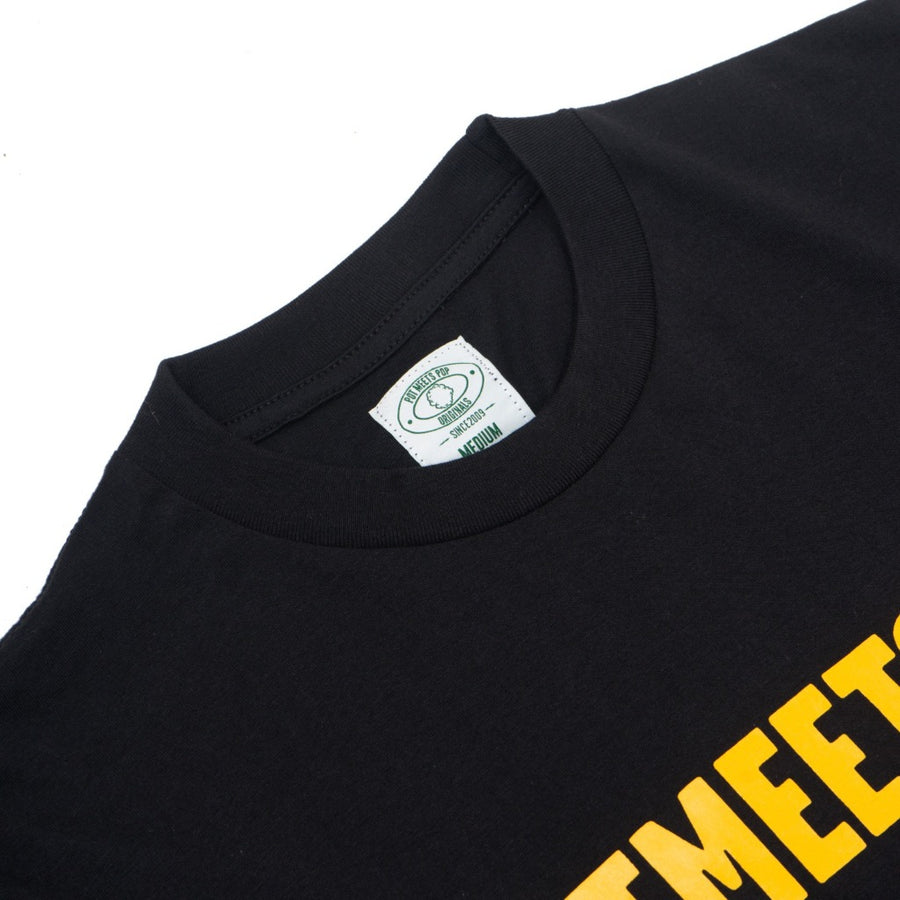 POT MEETS POP - LOGO TYPE TEE BLACK YELLOW