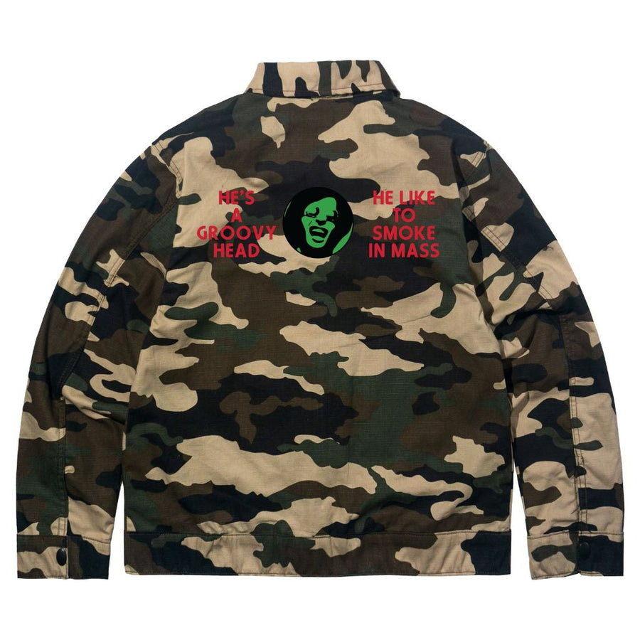 POT MEETS POP - HERRER WORK JACKET WOODLAND CAMO SS`24