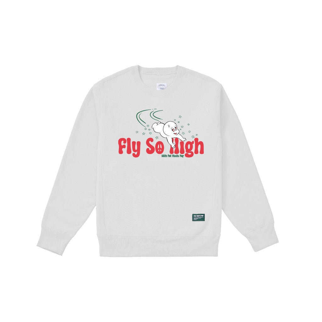 Pot Meets Pop Crewneck - Fly So high Crewneck White Fw24