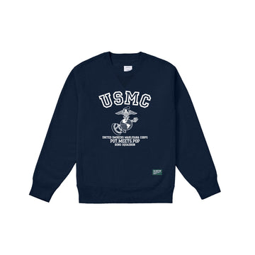 POT MEETS POP - USMC CREWNECK NAVY FW`24