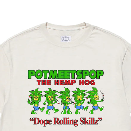 Pot  Meets Pop Kaos Lengan Pendek - The Hemp Hog Tee white Fw24 - T Shirt