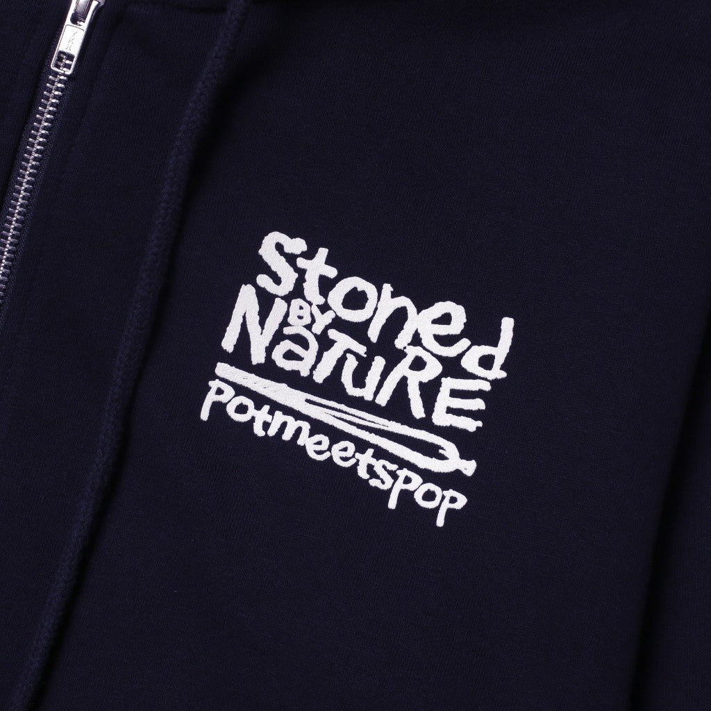Pot Meets Pop Jaket Zipper - Stoned By Nature Zip Hoodie Navy SS`25 - Hoodie Zip