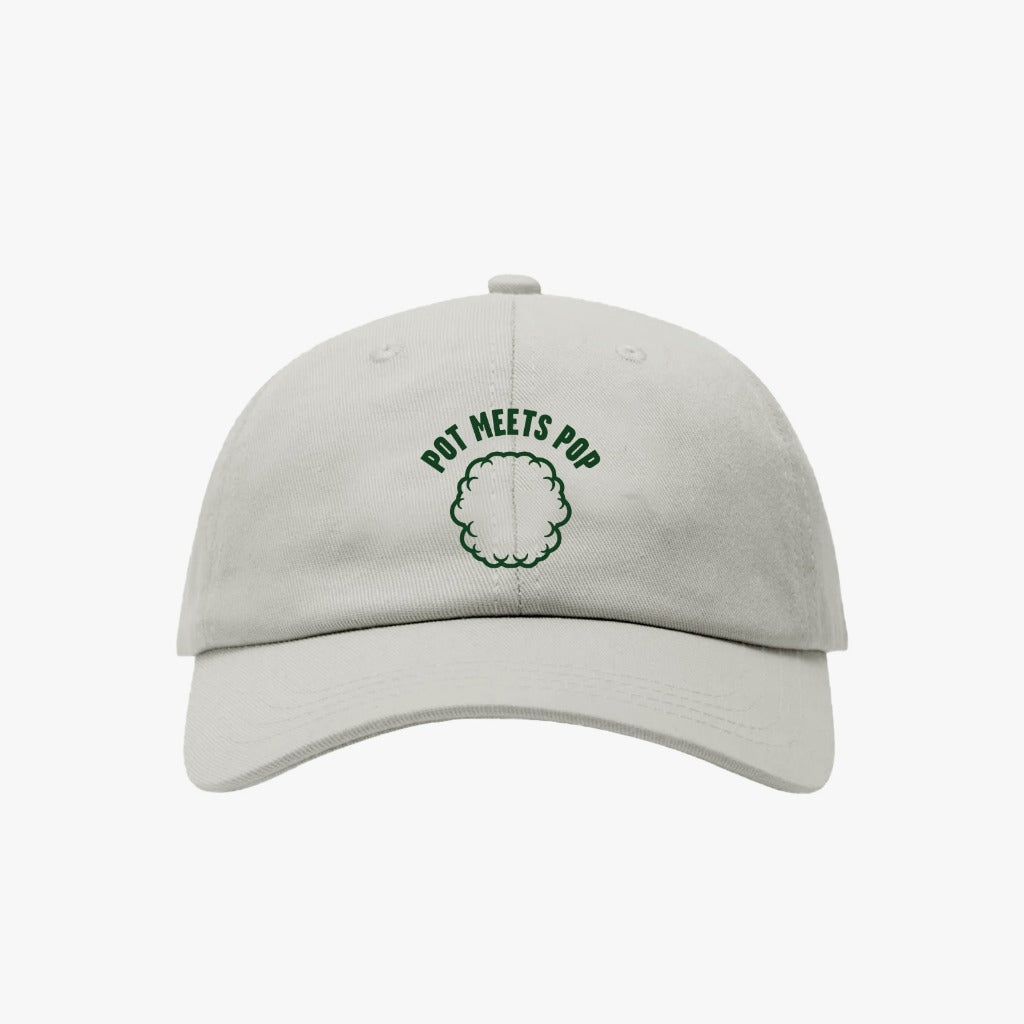 Pot Meets Pop Topi - Smoke Logo Dad Cap White Ss`25 - Cap