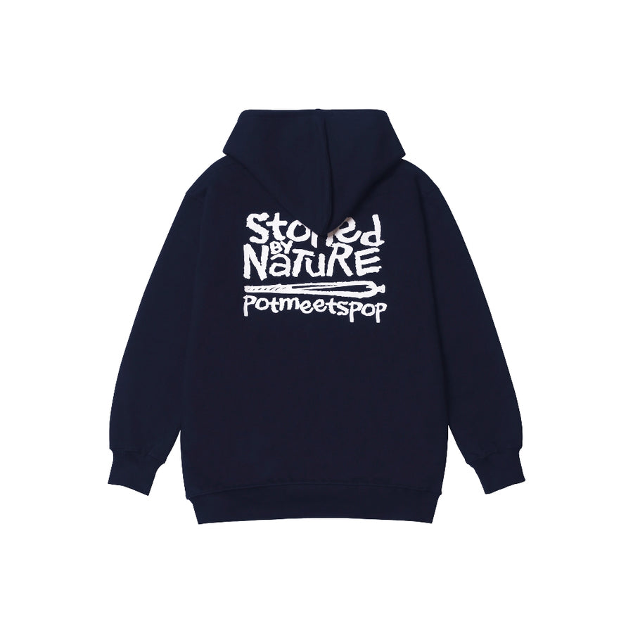 Pot Meets Pop Jaket Zipper - Stoned By Nature Zip Hoodie Navy SS`25 - Hoodie Zip