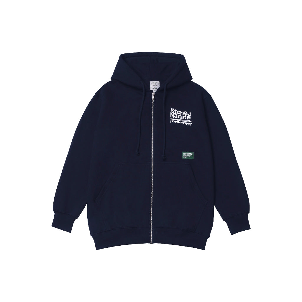 Pot Meets Pop Jaket Zipper - Stoned By Nature Zip Hoodie Navy SS`25 - Hoodie Zip