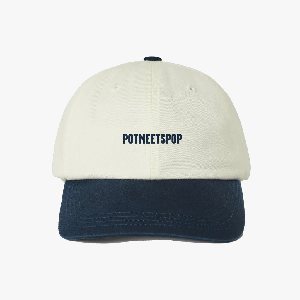 Pot Meets Pop Topi - Logo Type Dad Cap White Navy Ss`25 - Cap