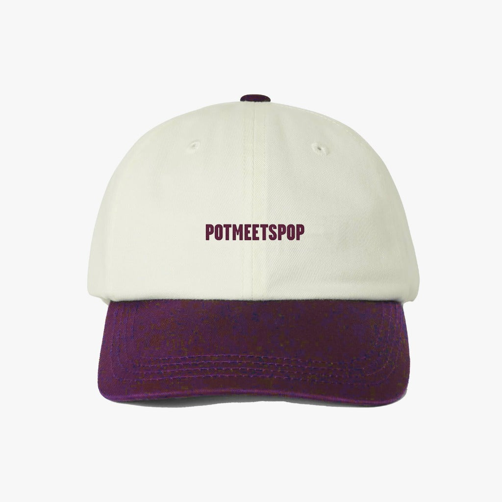 Pot Meets Pop Topi - Logo Type Dad Cap White Maroon SS`25 - Cap