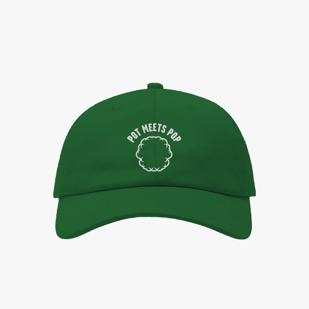 Pot Meets Pop Topi - Smoke Logo Dad Cap Green Ss`25 - Cap