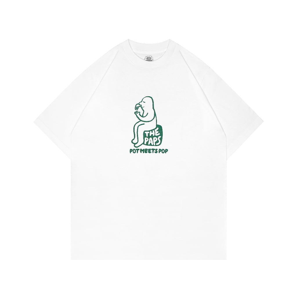 Pmp x The Paps - Pot Meets Paps - Roll Tee White