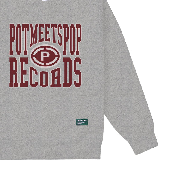 Pot Meets Pop Sweater Lengan Panjang - Pmp Records Sweatshirt Heather Grey Ss25 - Crewneck