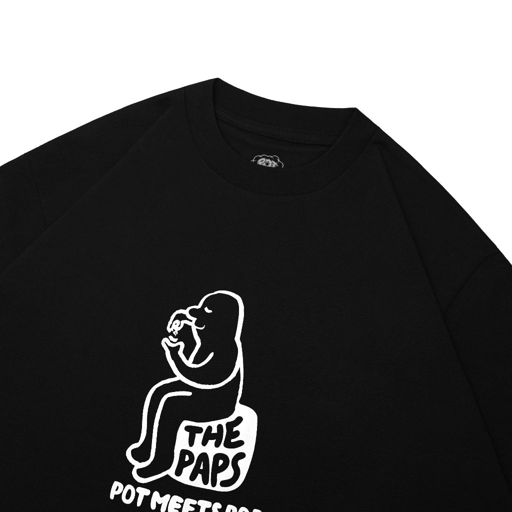Pmp x The Paps - Pot Meets Paps - Roll Tee Black