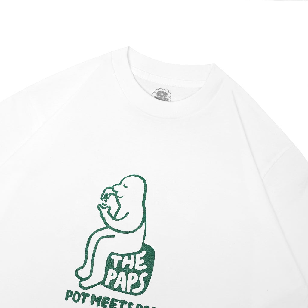 Pmp x The Paps - Pot Meets Paps - Roll Tee White
