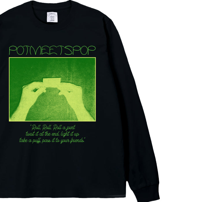 Pot Meets Pop Kaos Lengan Panjang - Roll Tee Ls Black Fw25 - Longsleeve