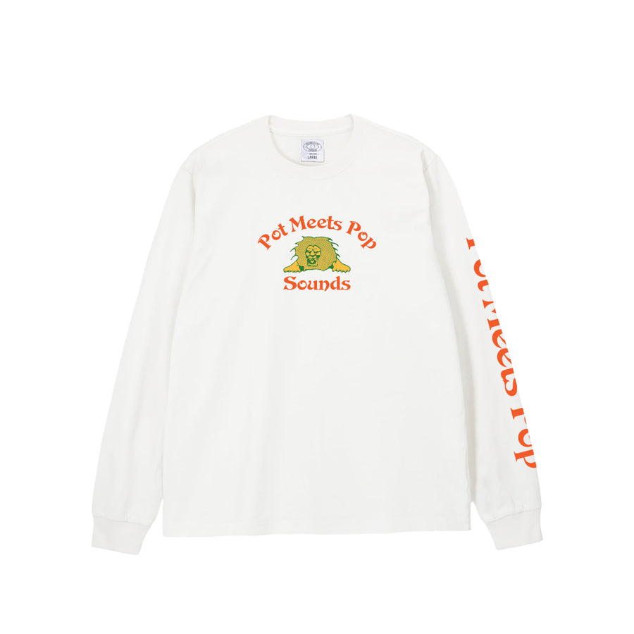 Pot Meets Pop Kaos Lengan Panjang - Soundsystem Tee Ls White Fw25 - Longsleeve