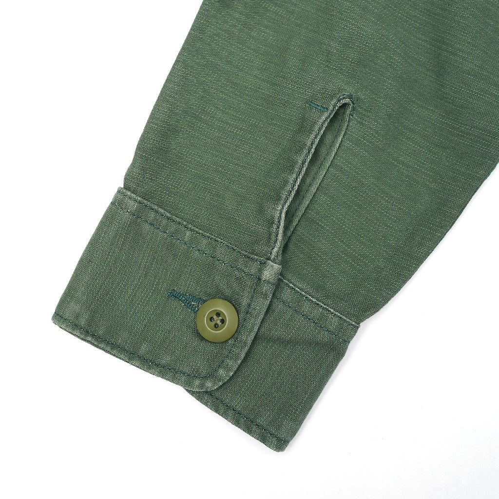 Pot Meets Pop Kemeja - Fatty Fatigue Shirt Back Satin Pleated Washed Olive Green Fw25 - Shirt