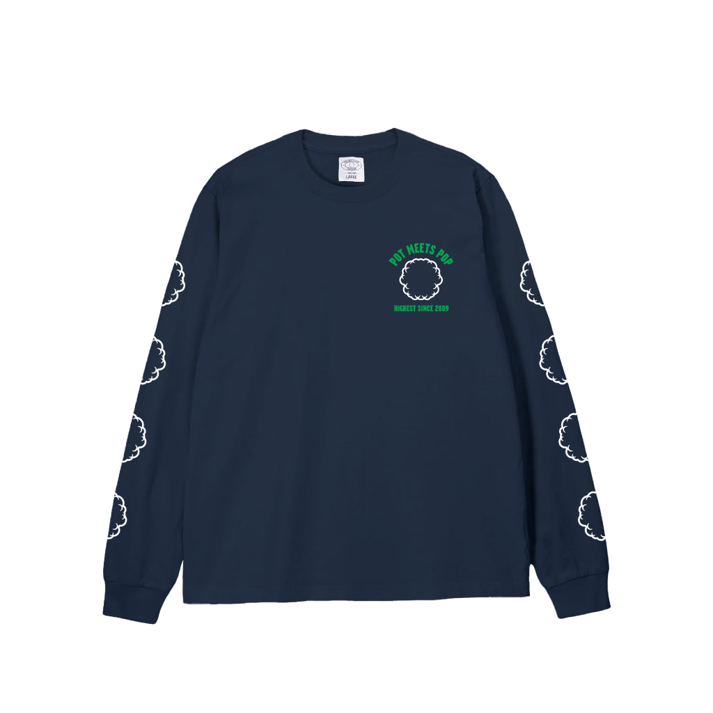 Pot Meets Pop Kaos Lengan Panjang - Smoke Logo Ls Tee Navy Fw25 - Longsleeve
