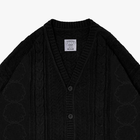 Pot Meets Pop Cardigan - Herb Cable Knit Cardigan Black Fw25 - Cardigan