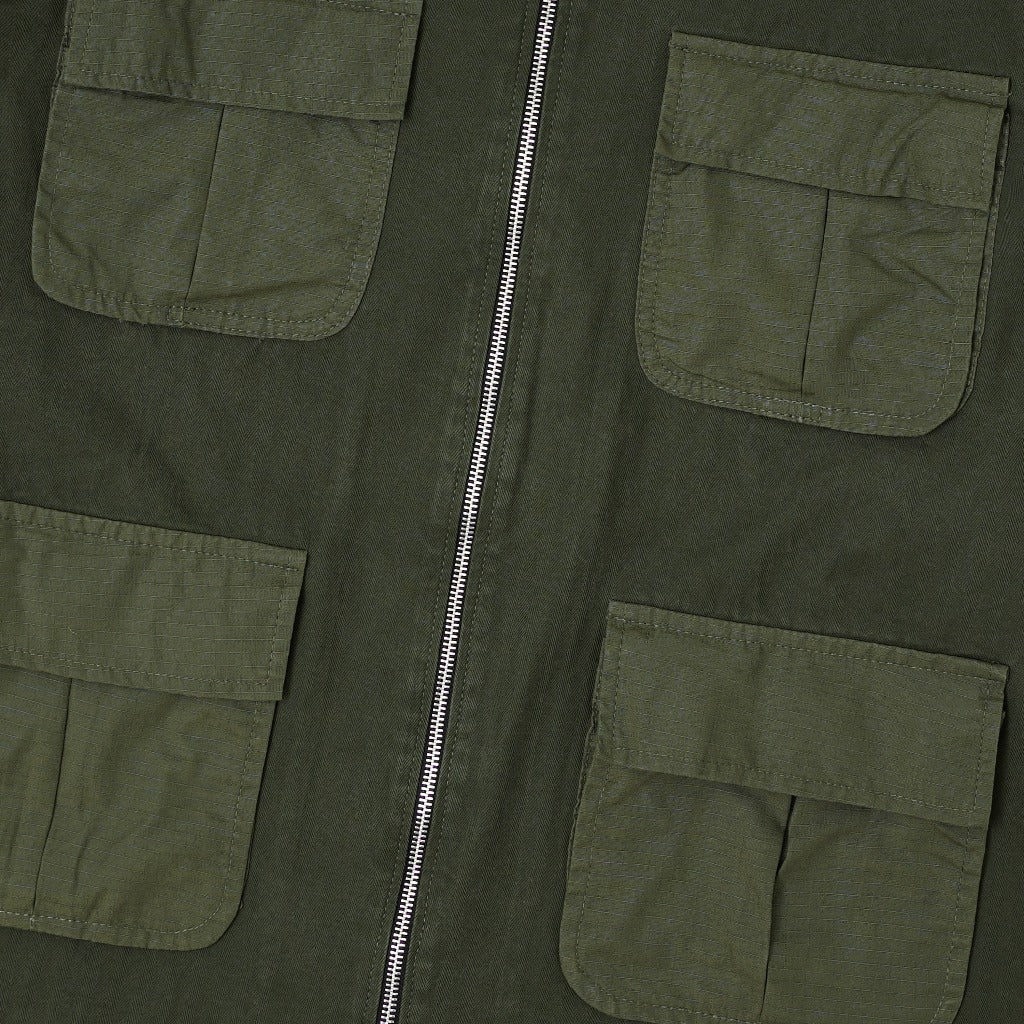 Pot Meets Pop Jaket - Oz Army Slanted Pocket Zip Up Washed Olive Fw25 - Jungle Jacket