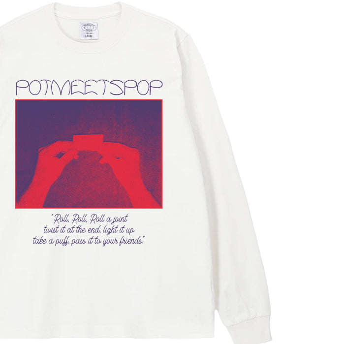 Pot Meets Pop Kaos Lengan Panjang - Roll Tee Ls White Fw25 - Longsleeve