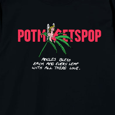 Pot Meets Pop Kaos Lengan Panjang - Leaf Logo Tee Ls Black Fw25 - Longsleeve