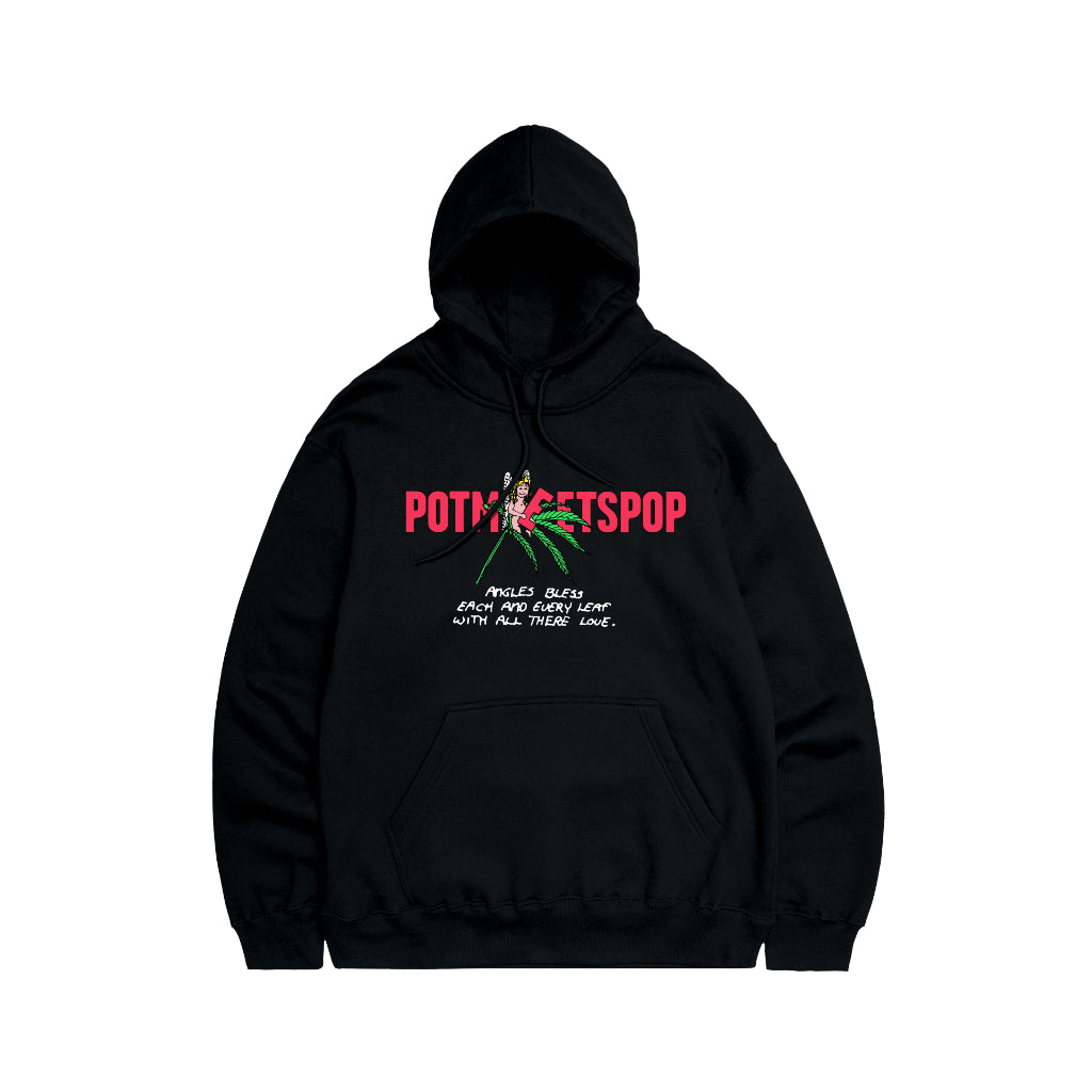 Pot Meets Pop Hoodie - Leaf Logo Hoodie Black Fw25 - Sweatshirt