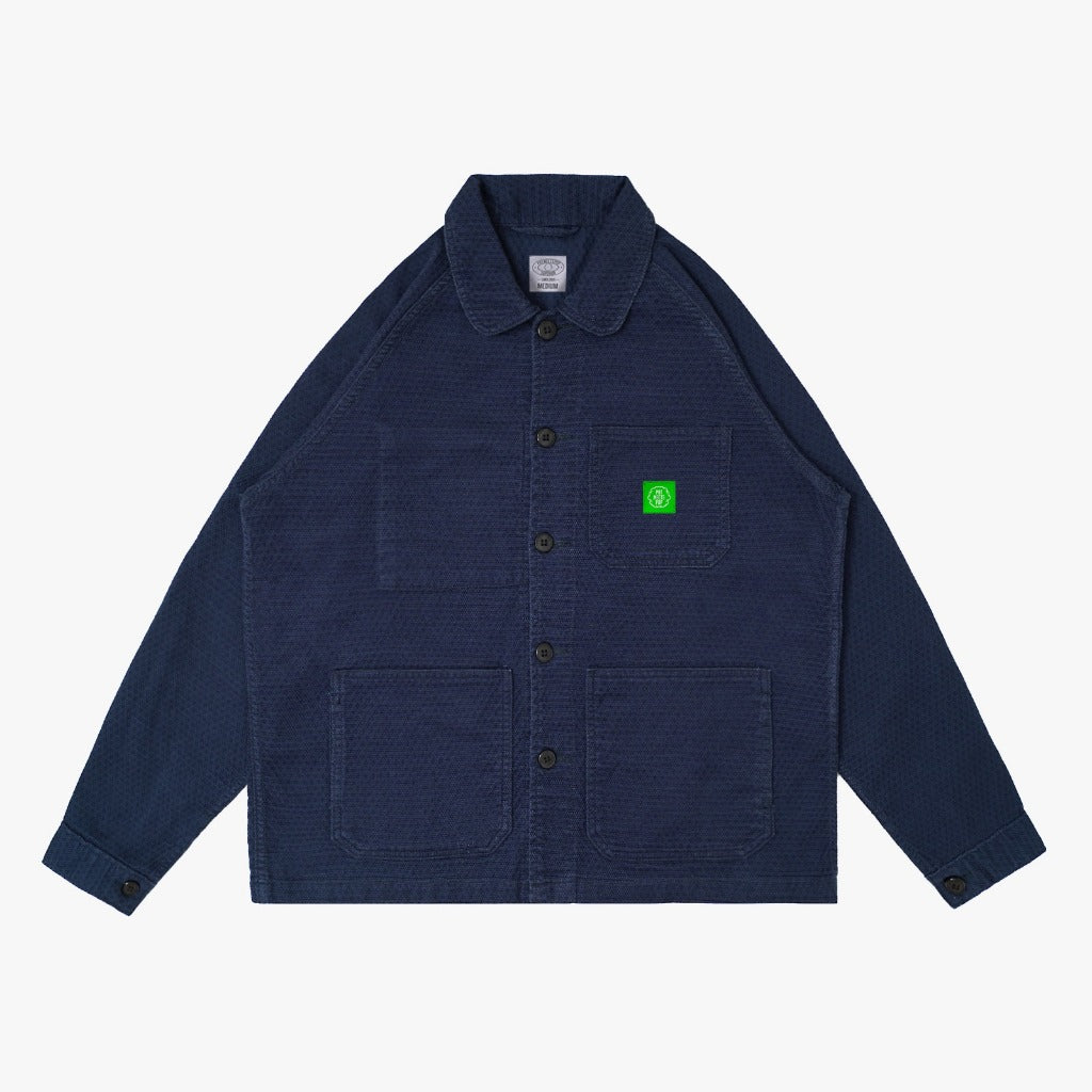 Pot Meets Pop Jaket - French Cookies French Coat Dobby Canvas Washed Indigo Fw25 - Workwear Jacket