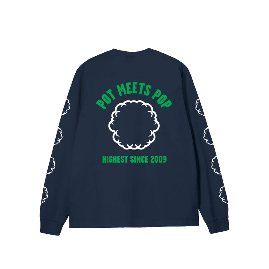 Pot Meets Pop Kaos Lengan Panjang - Smoke Logo Ls Tee Navy Fw25 - Longsleeve