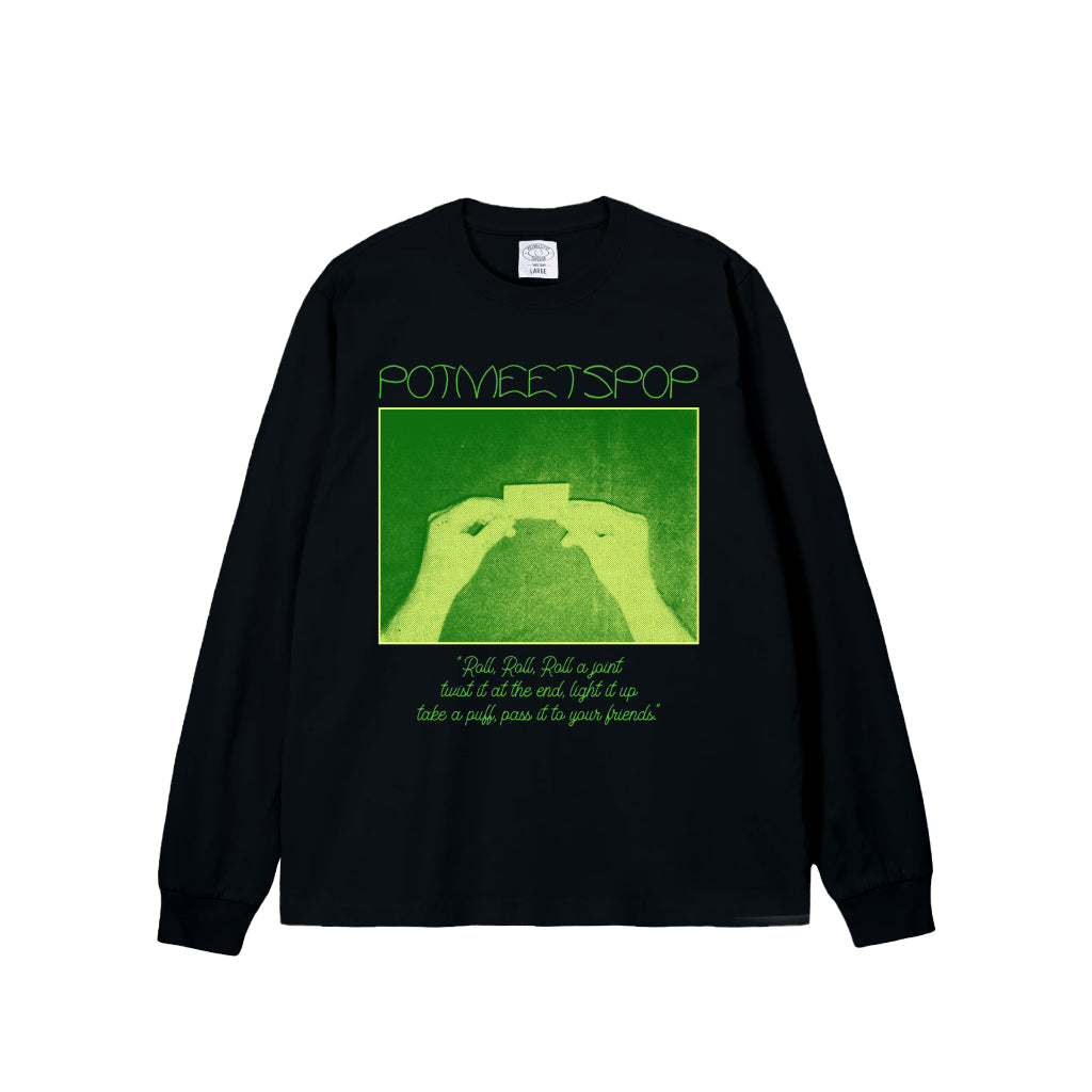 Pot Meets Pop Kaos Lengan Panjang - Roll Tee Ls Black Fw25 - Longsleeve
