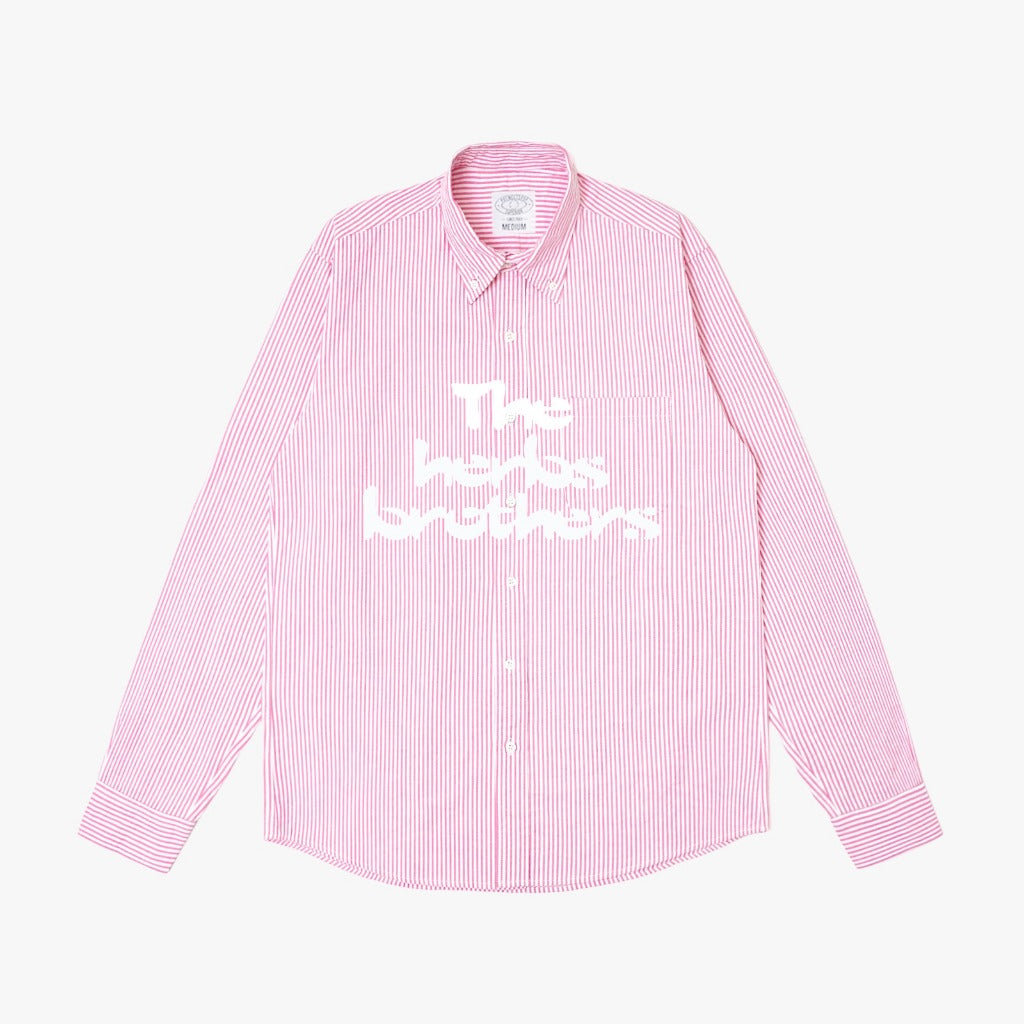 Pot Meets Pop Kemeja - Doobie Seersucker Stripe Button Down Shirt Red Fw25 - Shirt