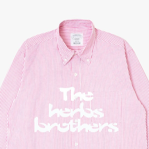 Pot Meets Pop Kemeja - Doobie Seersucker Stripe Button Down Shirt Red Fw25 - Shirt