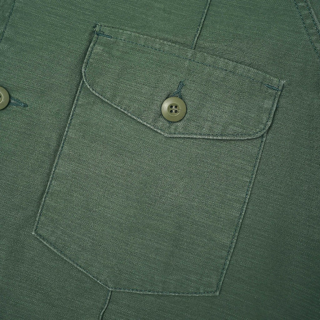 Pot Meets Pop Kemeja - Fatty Fatigue Shirt Back Satin Pleated Washed Olive Green Fw25 - Shirt