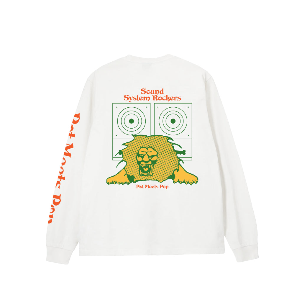 Pot Meets Pop Kaos Lengan Panjang - Soundsystem Tee Ls White Fw25 - Longsleeve