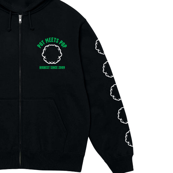 Pot Meets Pop Hoodie - Smoke Logo Zip Hoodie Black Fw25 - Sweatshirt